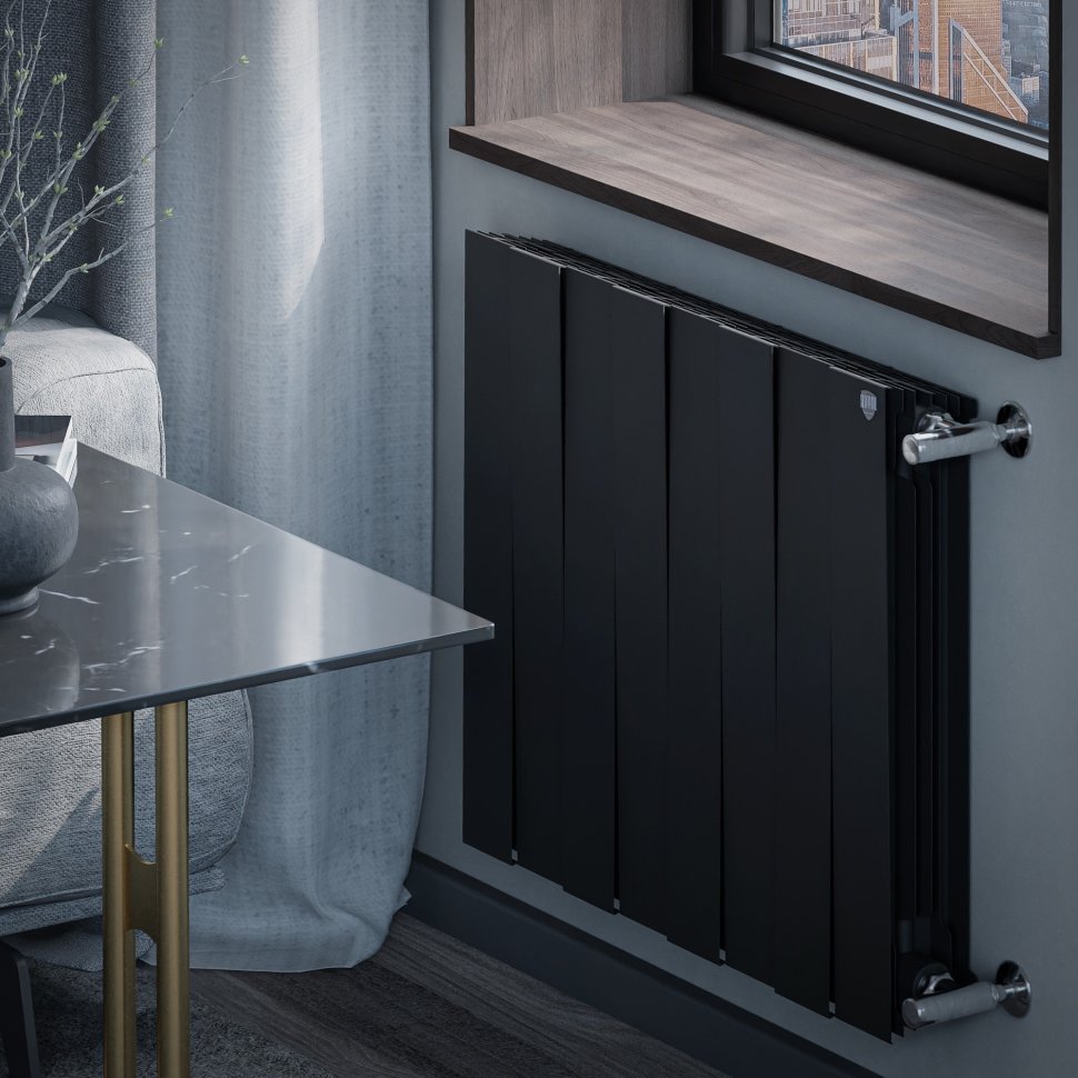 Биметаллический радиатор отопления Royal Thermo PianoForte 500 черный 8 секций