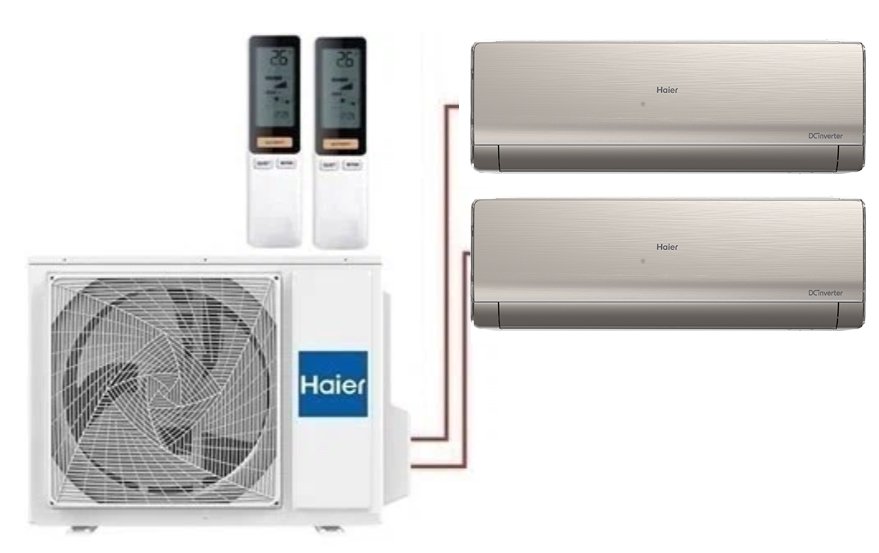 Мульти сплит-система на 2 комнаты 35+35 м2 Haier 2х AS12NS6ERA-G/2U50S2SM1FA-3 Lightera Super Match с Wi-Fi модулем ESP32