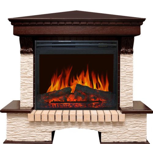 Каминокомплект Royal Flame Pierre Luxe угловой мелкий сланец бежевый c очагом Jupiter FX New — фото 1