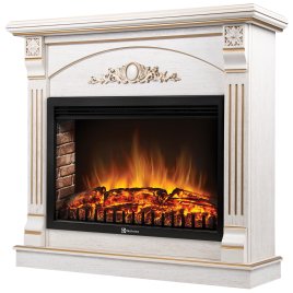 Каминокомплект Firelight Barocco 30 с очагом Electrolux EFP/P-3020LS шпон белый дуб с золотой патиной