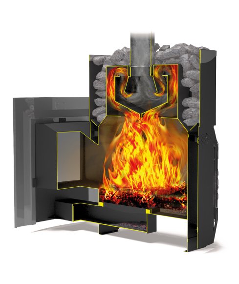 Печь отопительная Теплодар Русь-Сетка-12 Л Панорама (без двери 16&quot;/обрамления)