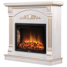 Каминокомплект Firelight Barocco 25 с очагом Electrolux EFP/P-2520LS белый дуб с золотой патиной