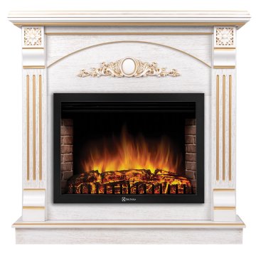 Каминокомплект Firelight Barocco 25 с очагом Electrolux EFP/P-2520LS белый дуб с золотой патиной