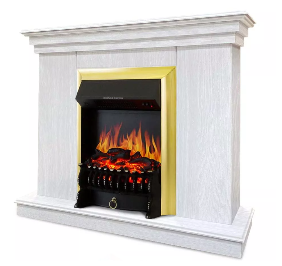 Каминокомплект Хорошие Камины Марс с очагом Royal Flame Fobos FX Brass белое дерево — фото 2