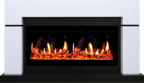 Каминокомплект Royal Flame Lindos с очагом 5D V-ART 40 белый с черным — фото 1