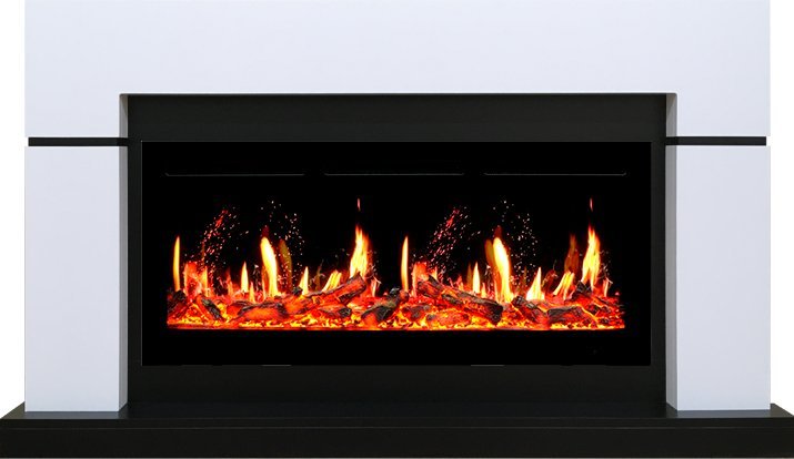 Каминокомплект Royal Flame Lindos с очагом 5D V-ART 40 белый с черным — фото 1
