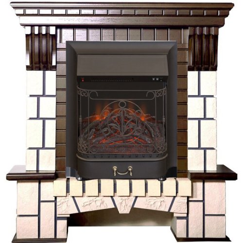 Каминокомплект Interflame Экстер М средний дуб с очагом Majestic FX M Black — фото 1