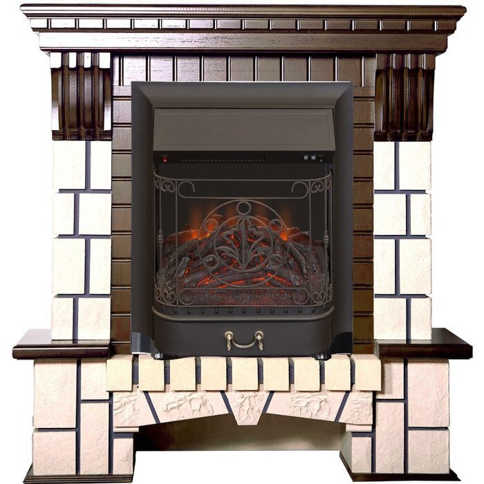 Каминокомплект Interflame Экстер М средний дуб с очагом Majestic FX M Black — фото 1