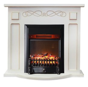 Каминокомплект Interflame Аспен белый патина с очагом Fobos FX M Black