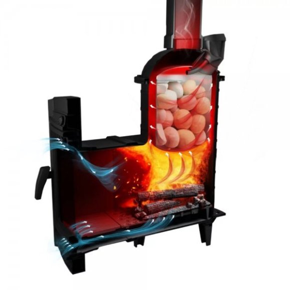 Печь банная PROMetall Атмосфера L в облицовке Амфиболит+Корзина