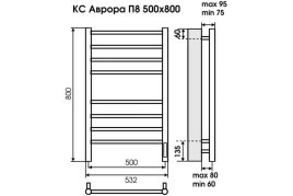 Электрический полотенцесушитель Terminus КС Аврора П8 500х800 черный муар