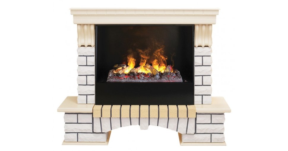 Каминокомплект RealFlame Country 26 WT с очагом 3D Cassette 630 + Black вставка
