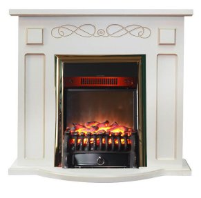 Каминокомплект Interflame Аспен белый патина с очагом Fobos FX M Brass