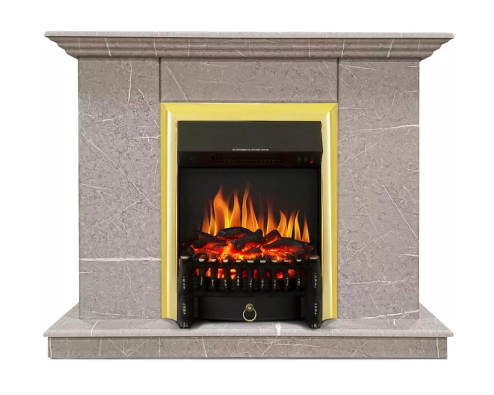 Каминокомплект Хорошие Камины Марс с очагом Royal Flame Fobos FX Brass мрамор — фото 1