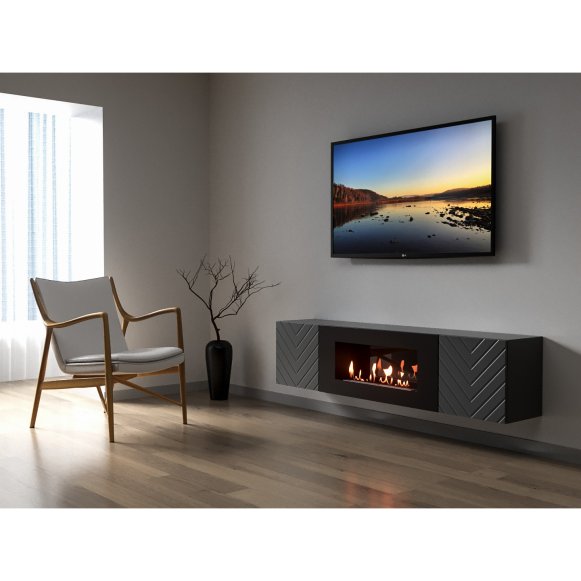 Изображение товара Тумба с биокамином Firelight BFP-P1700V графит настенный встроенный