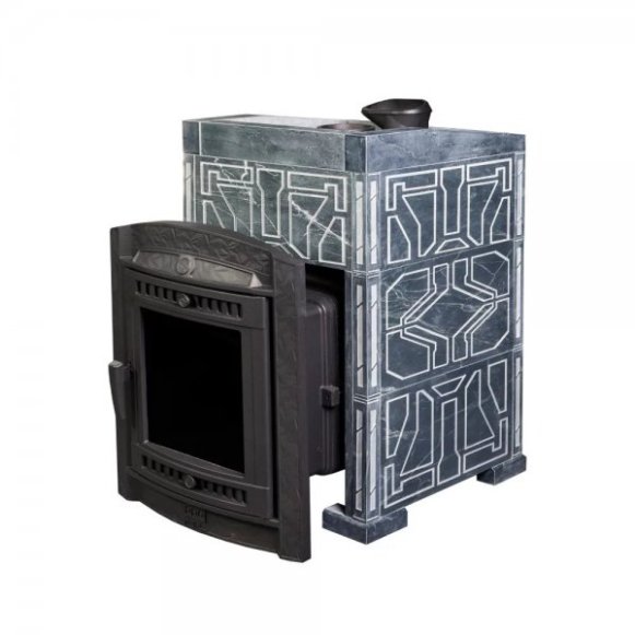 Печь банная PROMetall Атмосфера L в облицовке Талькохлорит Узор №7