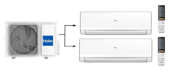 Мульти сплит-система на 2 комнаты 25+50 м2 Haier AS09NS6ERA-W+AS18NS6ERA-W/2U50S2SM1FA-3 Lightera Super Match
