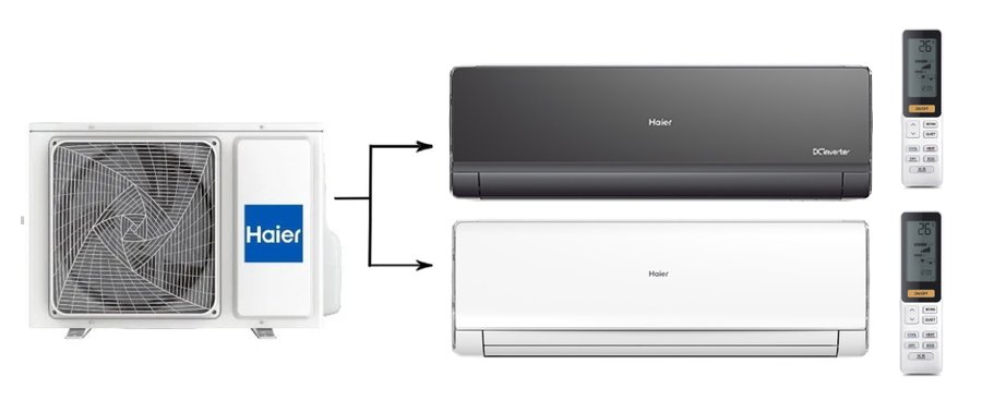 Мульти сплит-система на 2 комнаты 25+50 м2 Haier AS09NS6ERA-B+AS18NS6ERA-W/2U50S2SM1FA-3 Lightera Super Match — фото 7