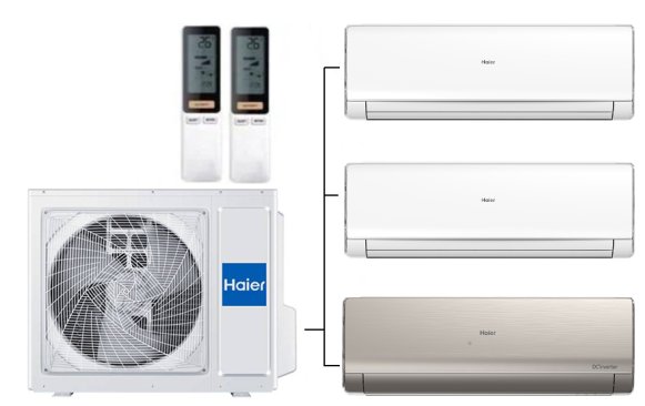 Мульти сплит-система на 3 комнаты 35+35+35 м2 Haier 2х AS12NS6ERA-W+AS12NS6ERA-G/3U70S2SR5FA Lightera Super Match с Wi-Fi модулем ESP32
