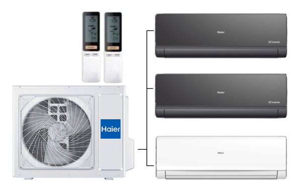 Мульти сплит-система на 3 комнаты 35+35+35 м2 Haier 2х AS12NS6ERA-B+AS12NS6ERA-W/3U70S2SR5FA Lightera Super Match с Wi-Fi модулем ESP32