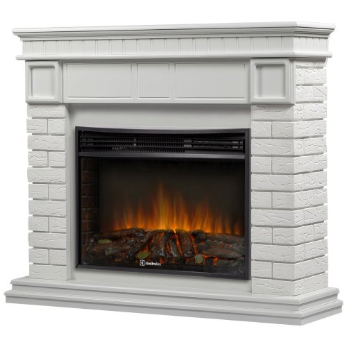 Каминокомплект Firelight Bricks 25 с очагом Electrolux EFP/P-2720RLS N камень белый/белая эмаль — фото 2