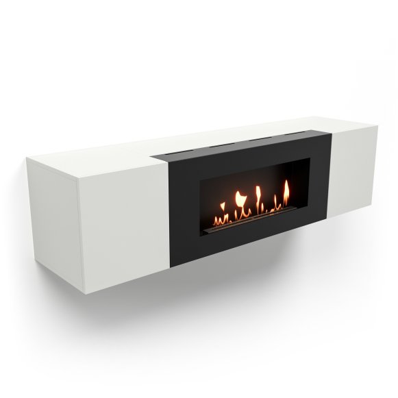 Изображение товара Тумба с биокамином Firelight BFP-P1600 белая настенная мебель с безопасным биотопливом