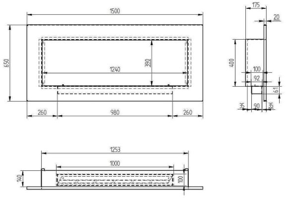 Биокамин Zefire Elliot 1500 c белой рамкой