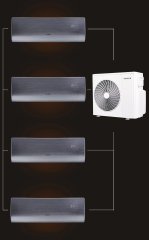 Мульти сплит-система на 4 комнаты 35+25+25+25 м2 ADI/in-12HN8/BLACK*1+ADI/in-09HN8/BLACK*3/ADMI/out-42H5N8 D Series