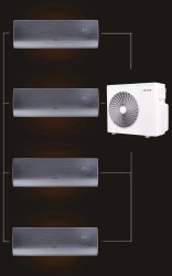 Мульти сплит-система на 4 комнаты 35+25+25+25 м2 ADI/in-12HN8/BLACK*1+ADI/in-09HN8/BLACK*3/ADMI/out-42H5N8 D Series