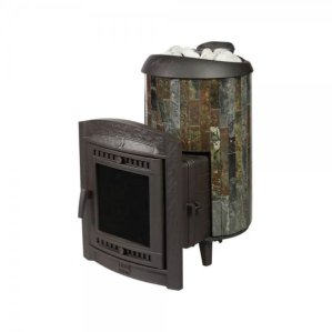 Печь банная PROMetall Атмосфера L в ламелях Жадеит наборный рисунок