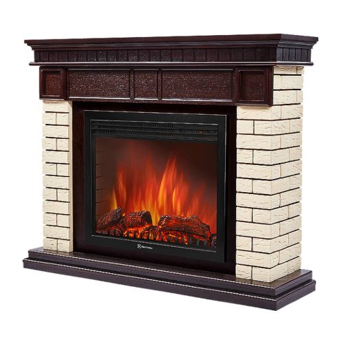 Каминокомплект Firelight Bricks 30 с очагом Electrolux EFP/P-3020LS камень бежевый/шпон темный дуб — фото 2