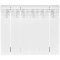 Биметаллический радиатор отопления Stout Vega 350 6 секций боковое подключение белый RAL 9016