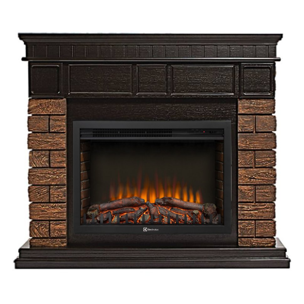 Каминокомплект Firelight Bricks Wood 30 с очагом Electrolux EFP/P-3020RLS N камень коричневый/шпон темный дуб — фото 1