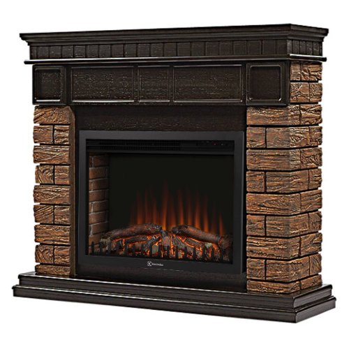 Каминокомплект Firelight Bricks Wood 30 с очагом Electrolux EFP/P-3020RLS N камень коричневый/шпон темный дуб — фото 2