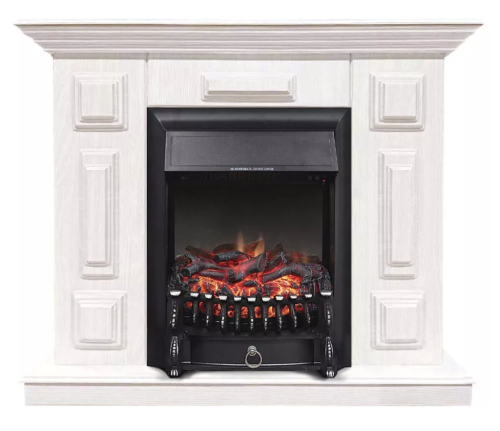 Каминокомплект Хорошие Камины Юпитер с очагом Royal Flame Fobos FX Black белое дерево — фото 1