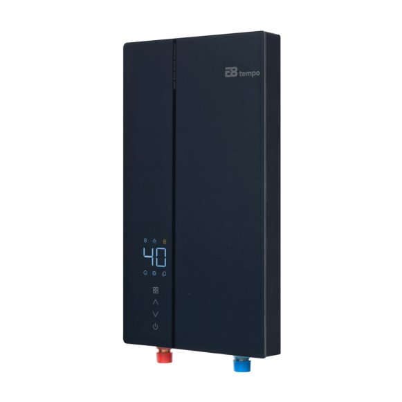 Проточный электрический водонагреватель E8 tempo RW90 синяя стеклянная панель