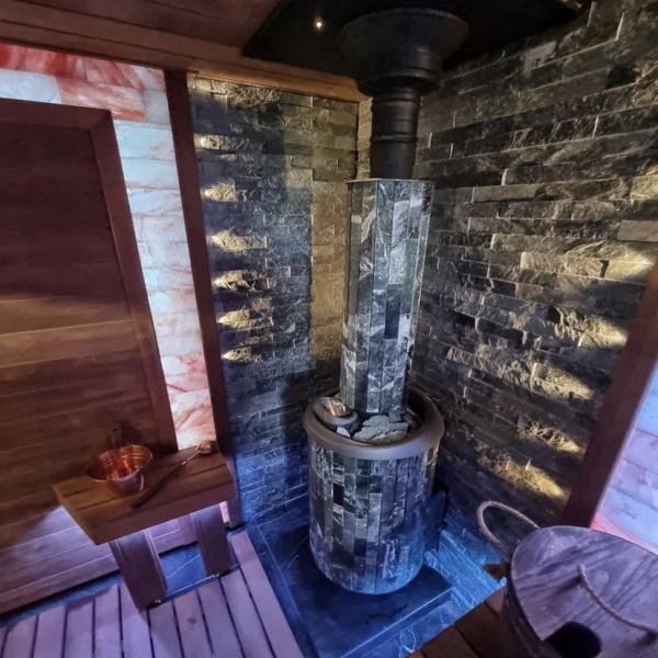 Печь банная PROMetall Атмосфера L в ламелях Пироксенит наборный рисунок — фото 3
