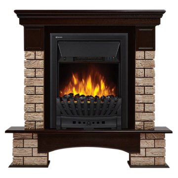 Каминокомплект Firelight Forte Wood Classic с очагом Electrolux EFP/P-1020LS камень коричневый/шпон темный дуб