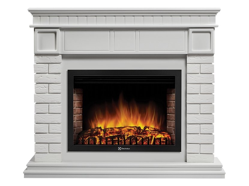 Каминокомплект Firelight Bricks 30 с очагом Electrolux EFP/P-3020LS камень белый/белая эмаль — фото 1