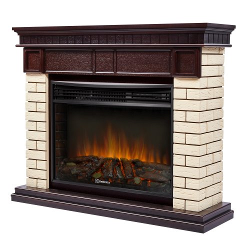 Каминокомплект Firelight Bricks 25 с очагом Electrolux EFP/P-2720RLS N камень бежевый/шпон темный дуб — фото 2