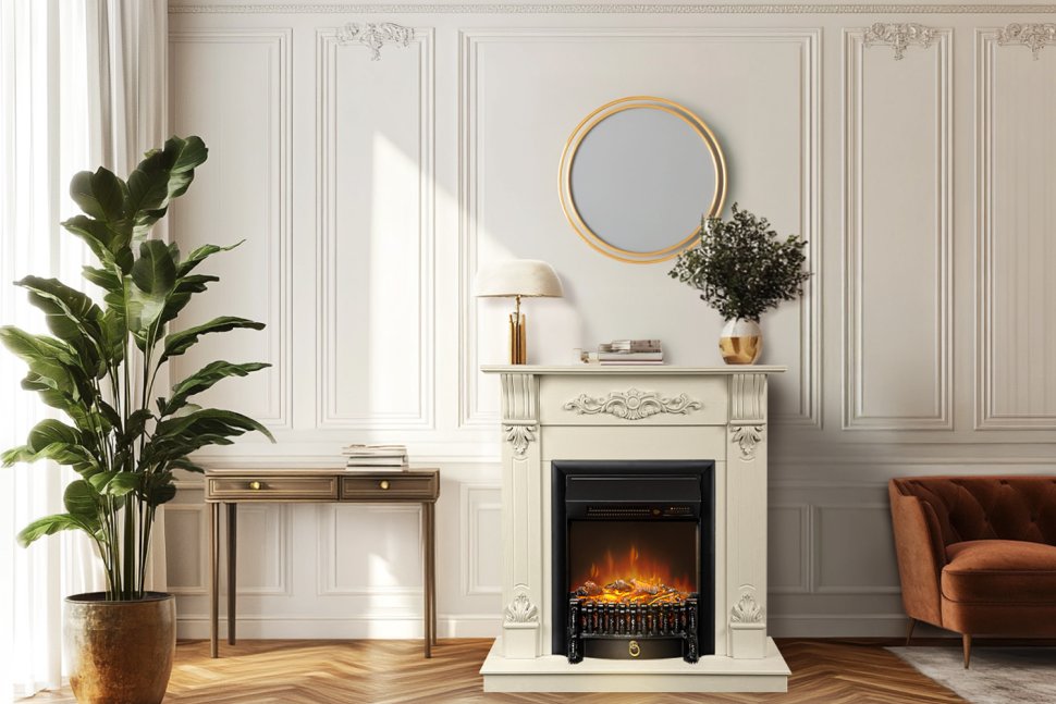 Каминокомплект Royal Flame Palermo SFT (Разборный) c очагом Fobos FX M Black RC слоновая кость — фото 7