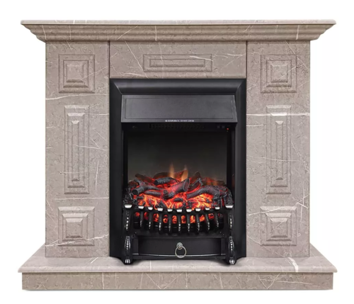 Каминокомплект Хорошие Камины Юпитер с очагом Royal Flame Fobos FX Black мрамор — фото 1