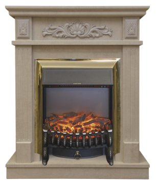 Каминокомплект RealFlame Adelaida STD/EUG WT с очагом Fobos Lux Brass S