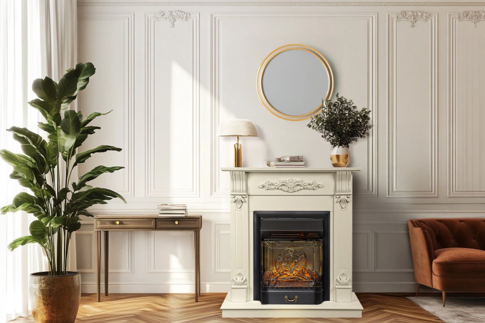Каминокомплект Royal Flame Palermo SFT (Разборный) c очагом Majestic FX M Black RC слоновая кость — фото 6