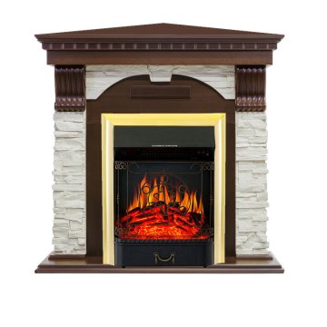 Каминокомплект Royal Flame Dublin угловой с очагом Majestic FX Brass