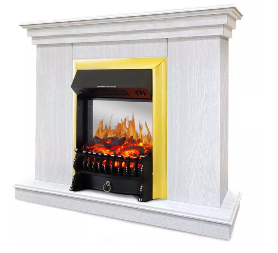 Каминокомплект Хорошие Камины Марс с очагом Royal Flame Fobos FX M Brass белое дерево — фото 2