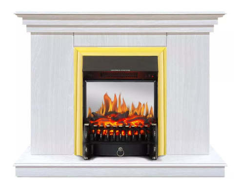 Каминокомплект Хорошие Камины Марс с очагом Royal Flame Fobos FX M Brass белое дерево — фото 1