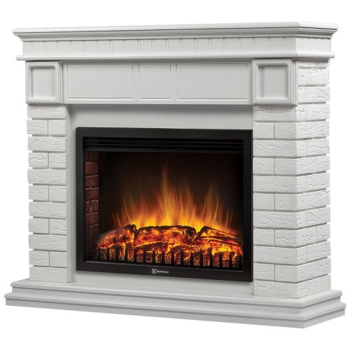 Каминокомплект Firelight Bricks 25 с очагом Electrolux EFP/P-2520LS N камень белый/белая эмаль — фото 2