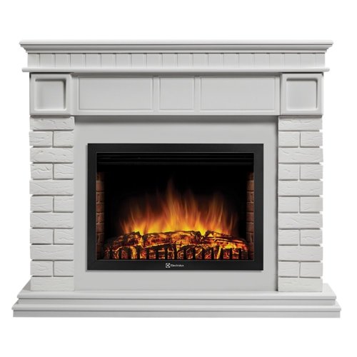 Каминокомплект Firelight Bricks 25 с очагом Electrolux EFP/P-2520LS N камень белый/белая эмаль — фото 1