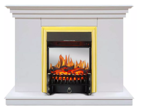 Каминокомплект Хорошие Камины Марс с очагом Royal Flame Fobos FX M Brass белый — фото 1